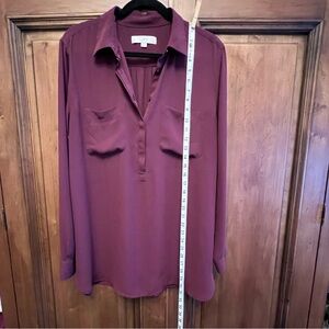 LOFT Women's Rich Burgundy/Maroon Tunic Blouse